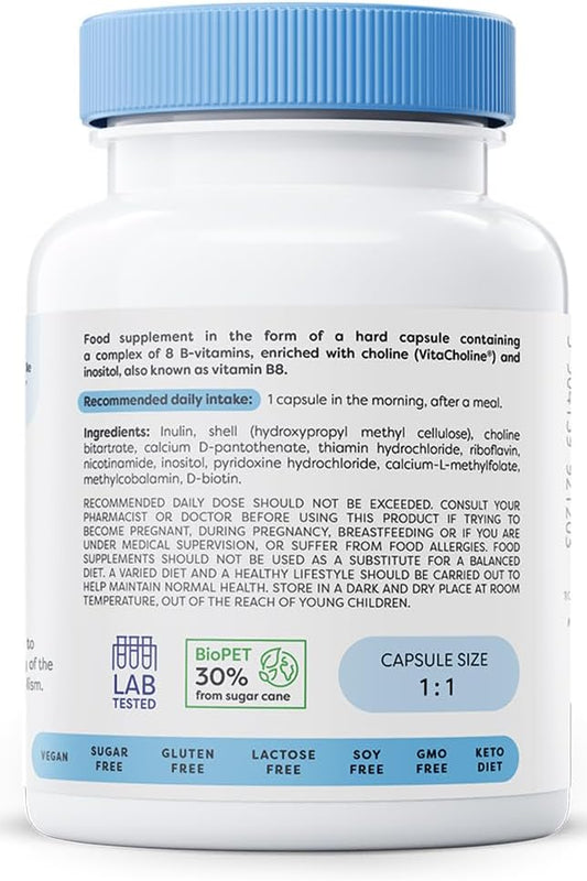 Osavi BâComplex With Choline & Inositol â 60 Vegan Capsules | Complete BâVitamin Support For Energy, Nervous System & Mental Performance | With VitacholineÂź | Clean Label | VeganâFriendly