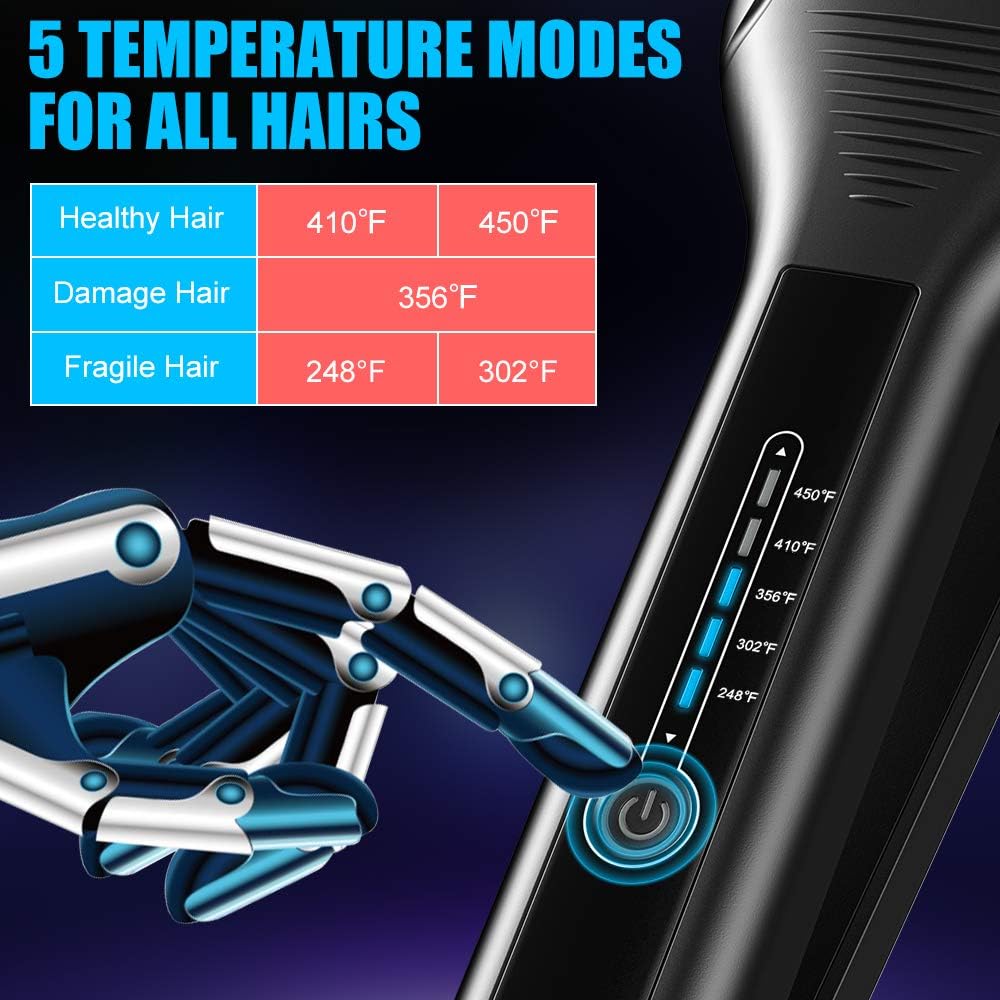 Bcway 2.16" Extra-Large Floating Titanium Hair Straightener For Hair, Instant Heating With 5 Adjustable Temp, Anti-Static Iron For All Hair Types : Beauty & Personal Care