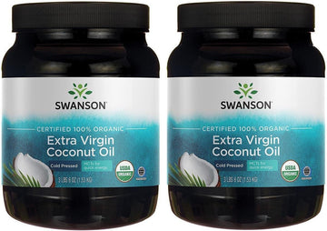 Swanson 100% Certified Organic Coconut Oil Cooking Baking Frying Beauty Efas Mcts 3 Lbs 6 Ounces (1.53 Kg) Solid Oil (2 Pack)