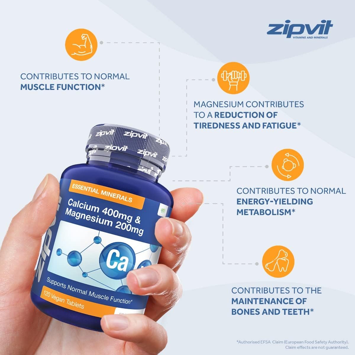 Zipvit Calcium 400mg and Magnesium 200mg, 120 Vegan Tablets (4 Months Supply). Supports Muscle and Bone Health. Vegetarian Society Approved. UK Supplier : Amazon.co.uk: Health & Personal Care