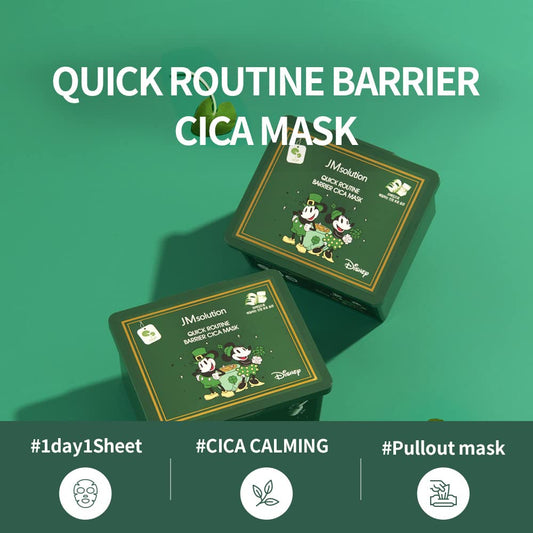 Jmsolution Quick Routine Barrier Cica Facial Mask Sheet 30 Ea- 1Day 1 Mask Pick And Quick Dispenser Type- Cica Calming-Vegan Certified Sheet For All Skin