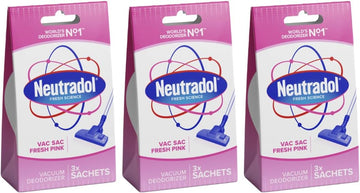 Neutradol Vac Sacs Vacuum Deodoriser, Place In Vacuum Cleaner Bags & Dust Bags, Fresh Pink, Multipack Of 3 X 3 Vac Sacs