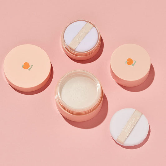 Skinfood Peach Cotton Multi Finish Powder 5G - Korean Peach Extract & Calamin Sebum Control Face Powder - Silky Setting Powder - Setting Powder For Oily Skin