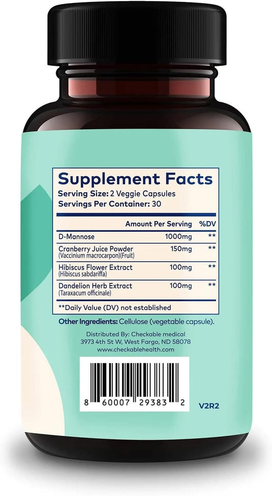 Checkable Urinary Tract Balance - Bladder Health And Urinary Tract Cleanser Vitamins For Men And Women - 1350Mg With D-Mannose And Cranberry - 60 Capsules