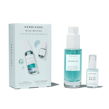 Herbivore Blue Besties Duo β 2-Step Treatment For Acne-Prone Skin, Aquarius Cleanser (50 Ml) & Blue Wave Serum (10 Ml), Plant-Based, Vegan, Cruelty-Free