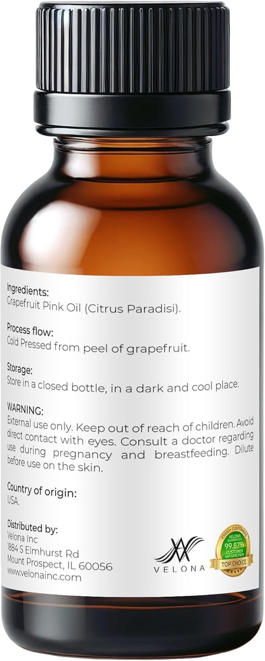 Grapefruit Pink Essential Oil By Velona - 0.5Oz | Therapeutic Grade For Aromatherapy Diffuser Undiluted (0.5 Oz)