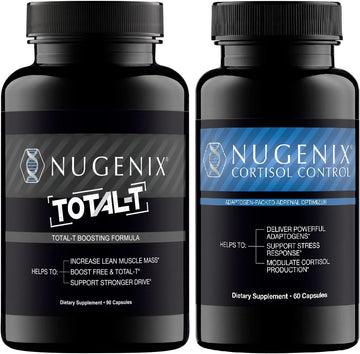 Nugenix Total-T Free And Total Testosterone Booster For Men & Nugenix Cortisol Control Bundle