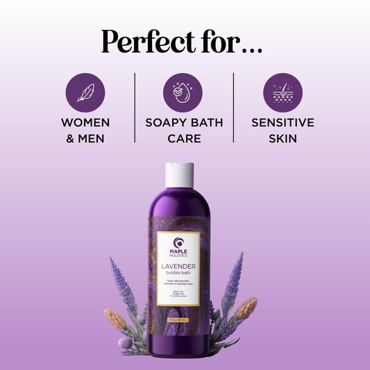 Bubble Bath For Women, Men And Teens - Lavender Hybrid, Gentle, And Safe For Sensitive Skin - With Vitamin E And Aloe Vera, 16 Oz