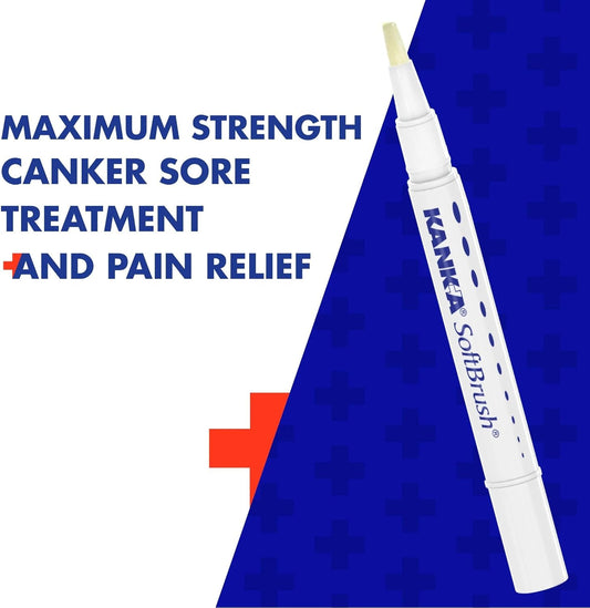 Kank-A Soft Brush Tooth & Mouth Pain Gel, Professional Strength, 0.07 Ounce, Dual Relief Formula For Toothaches, Gum & Other Mouth Pain, Easy To Use Pen Applicator, Fast-Acting Pain Relief