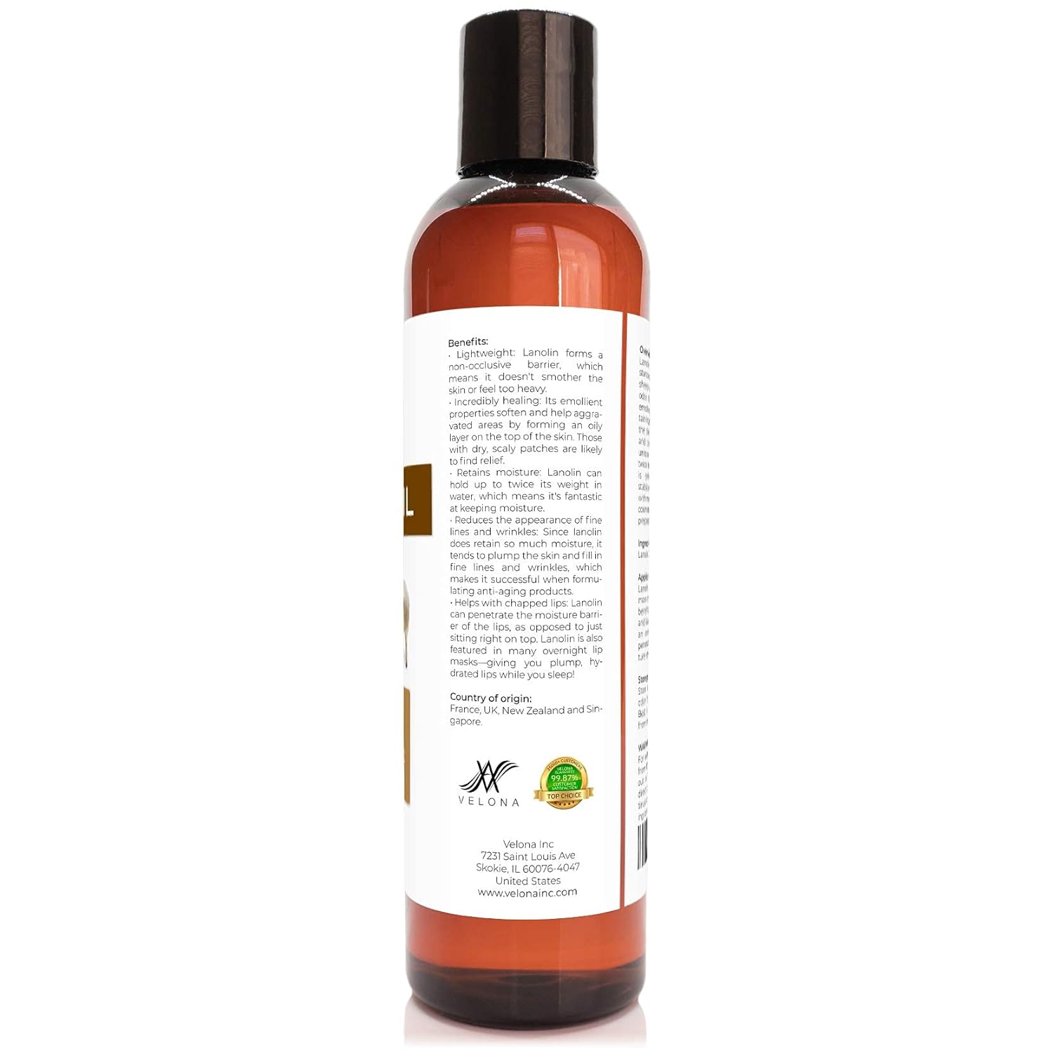 velona Lanolin Oil USP Grade 8 oz | 100% Pure and Natural Carrier Oil | Refined, Cold pressed | Skin, Hair, Body & Face Moisturizing | Use Today - Enjoy Results : Health & Household
