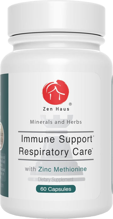 Zen Haus Respiratory And Immune Supplement - Elderberry With Zinc, Quercetin, Magnesium Glycinate/Taurate, Echinacea, Olive Leaf Extract, Lysine, Leucine, Cystein, Melatonin (60 Capsules)