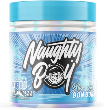 Naughty Boy Summer Vibes Essential Amino Acids With All 3 Bcaa'S And 9 Eaa'S In Total, Clinically Dosed Amino Acid Drink, Supplements For Men & Woman - 345G/30 Servings (Fizzy Peach Sweets)