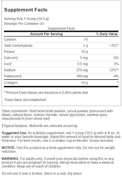 Swanson Real Food Bone Broth Collagen - Chocolate 19.5 Oz Pwdr