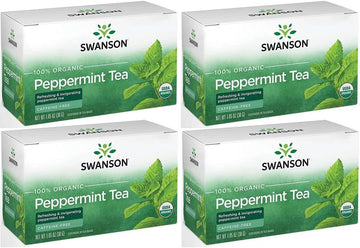 Swanson 100% Certified Organic Peppermint Tea 20 Bag(S) (4 Pack)