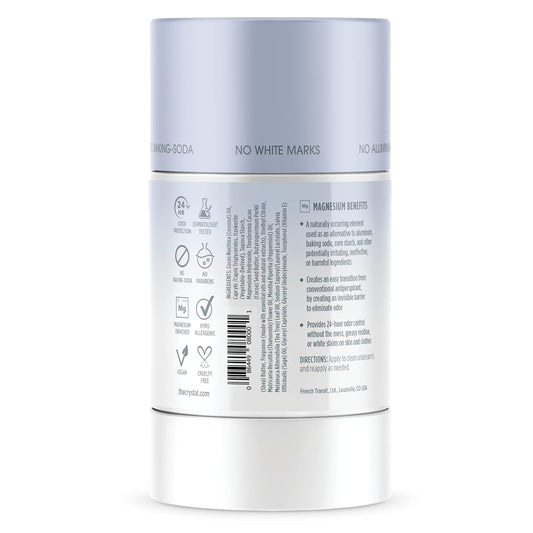 Crystal Magnesium Solid Stick Natural Deodorant, Non-Irritating Aluminum Free Deodorant for Men or Women, Safely and Effectively Fights Odor, Baking Soda Free,Light + Gentle (2.5 oz)
