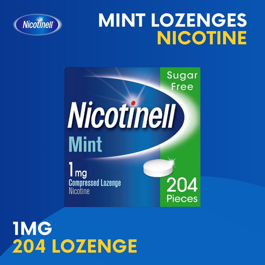 Nicotinell Mint Lozenge 1Mg (204 Lozenges), Stop Smoking Aid, Sugar Free Nicotine Lozenges, Fresh Mint Flavour, 1Mg Regular Strength For Light Smokers, Quit Smoking Aid