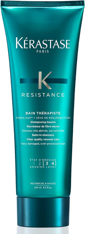 Kérastase Resistance, Gel Shampoo For Over-Stressed & Very Damaged Hair, With Fibra-Kap, Bain Thérapiste, 250Ml