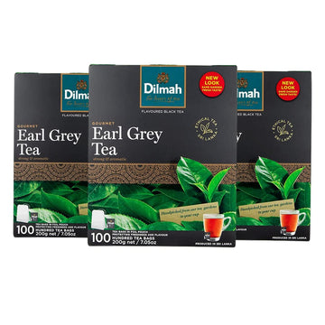Dilmah Earl Grey Tea - 100 String And Tag Tea Bags - Pack Of 3 (Total Count 300)