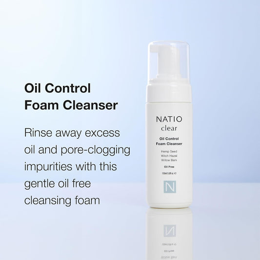 Natio Australia Clear Oil Control Foam Cleanser, 150 Ml - Acne Face Wash - Face Cleanser With Tea Tree, Witch Hazel - For Oily, Acne Prone Skin