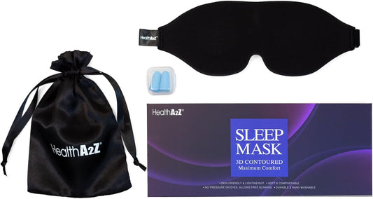 Healtha2Z Sleep Eye Mask, Heat-Bonded Technology, Easy To Adjust, Ideal For Meditation, Yoga, Travel, Nap, Insomnia Black