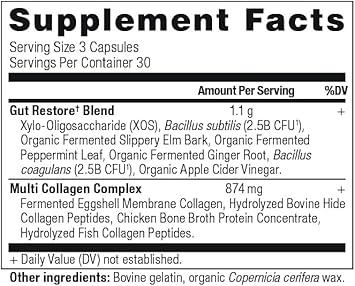 Ancient Nutrition Collagen Pills With Probiotics For Gut Health, Multi Collagen Capsules Gut Restore 90 Ct, Supports Gut, Joints, Hair & Nails, Gluten Free, Paleo And Keto Friendly