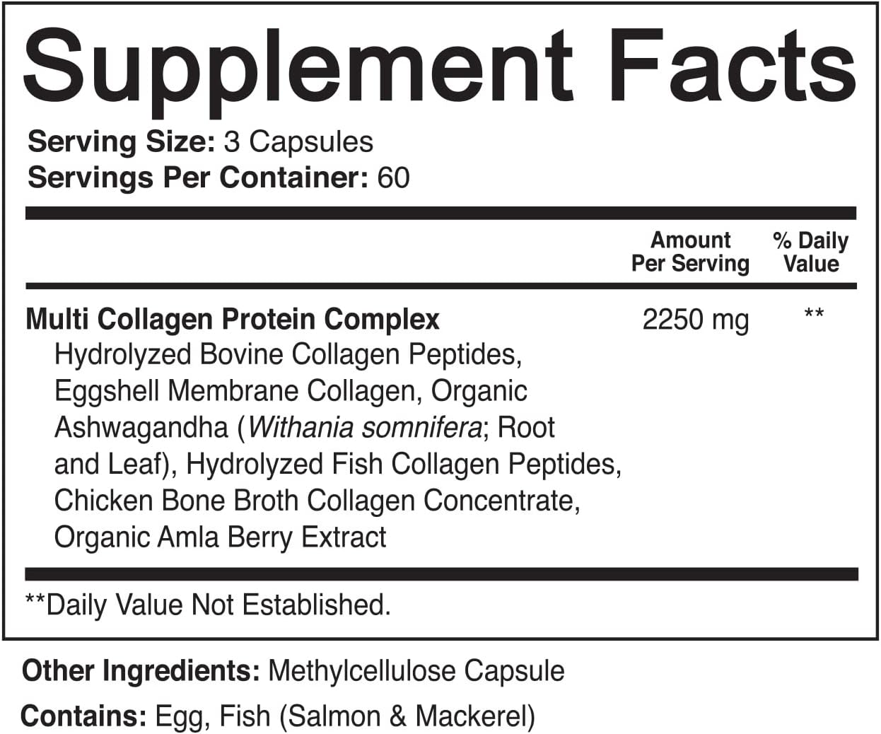 Nutriair Multi Collagen Peptides 2250mg, 180 Capsules - Type I, II, III, V, X - Collagen Supplements Complex Powder Pills for Women and Men - Hydrolyzed Protein, Healthy Hair, Skin, Nails - Non-GMO