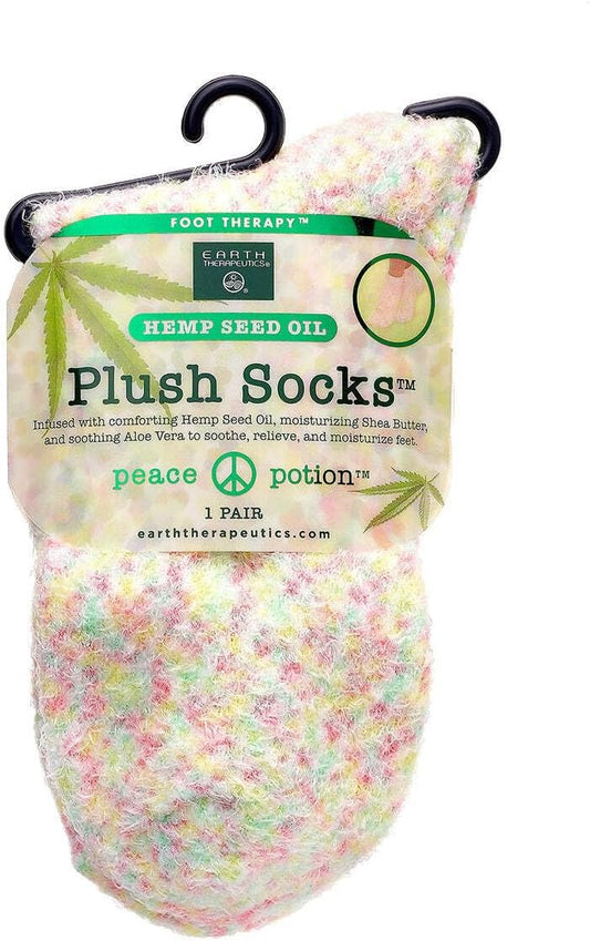 Earth Therapeutics Hemp Seed Oil Plush Socks - Peach Confetti (1 Pair) Peach Confetti