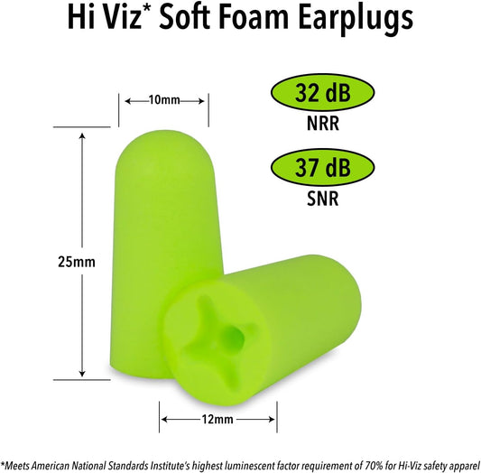Macks Hi Viz Soft Foam Earplugs, 3 Pair  Most Visible Color, Easy Compliance Checks, 32Db High Nrr  Comfortable, Safe Ear Plugs For Shop Work, Industrial Use, Motor Sports And Shooting
