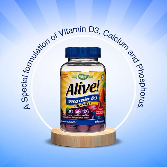 Alive! Vitamin D3 Gummies, Natural Berry Citrus Flavour, 60 Chewable Gummies