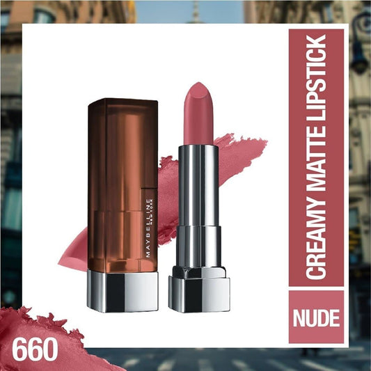 Maybelline New York Color Sensational Lipstick, Lip Makeup, Matte Finish, Hydrating Lipstick, Nude, Pink, Red, Plum Lip Color, Touch Of Spice, 1 Count