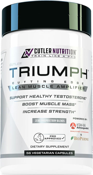Triumph Testosterone Booster For Men: Best Test Booster And Estrogen Blocker For Men With Dim, Ksm 66 Ashwagandha, And Boron Citrate, Build Natural Lean Muscle Mass And Strength, 56 Veggie Capsules