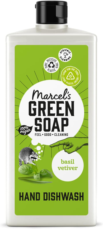 Marcel'S Green Soap - Washing Up Liquid Basil & Vetiver - Dishwashing Liquid - Vegan - Recycled Plastic - 97% Biodegradable - 500 Ml