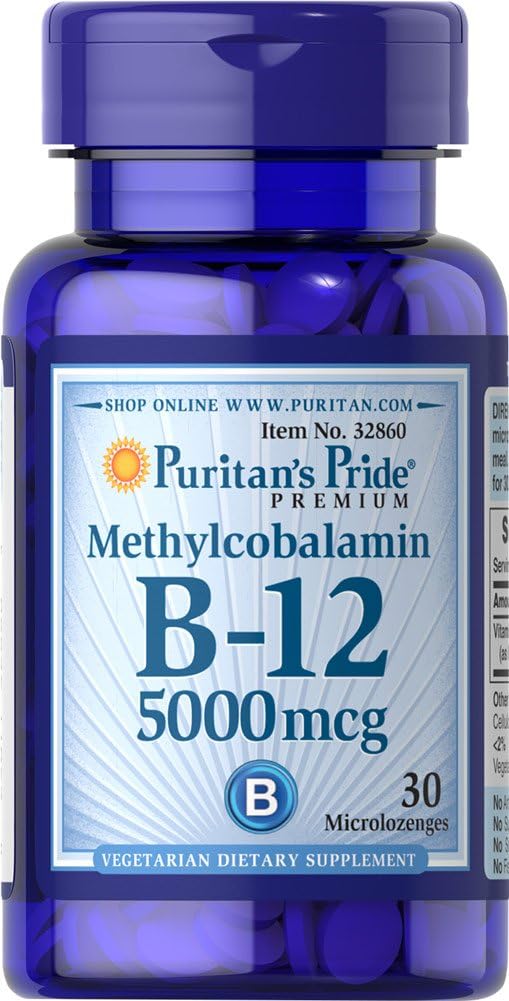 Puritan's Pride Methylcobalamin Vitamin B-12 5000 Mcg-30 Microlozenges, 30 Count : Health & Household