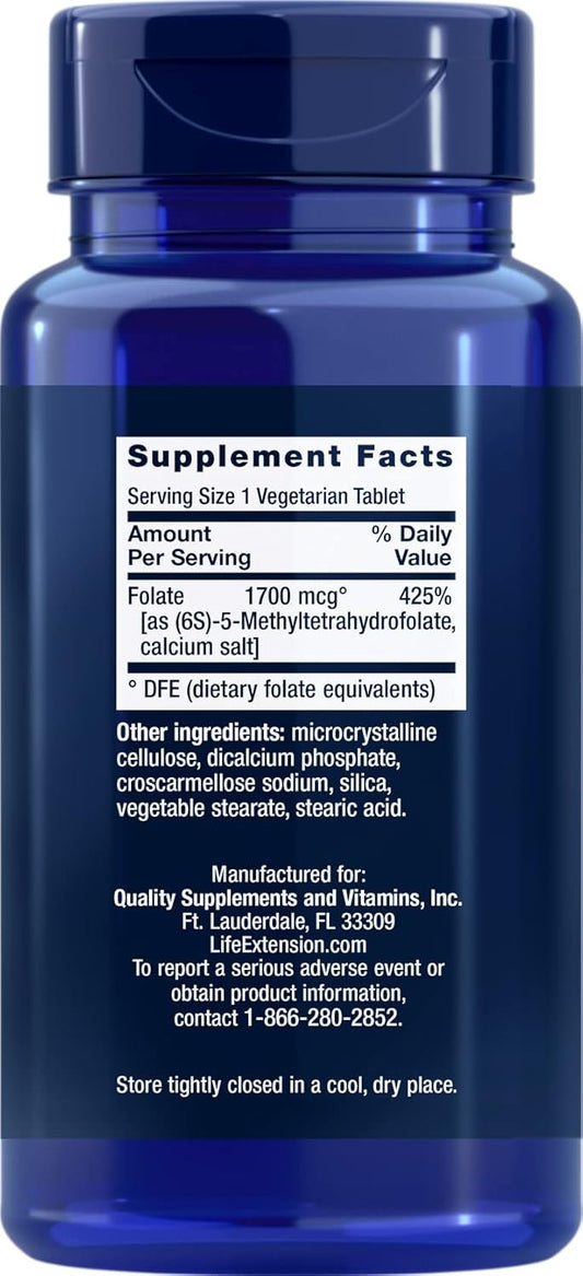 Life Extension Optimized Folate 1700 mcg DFE, 100 vegetarian tablets (Pack of 3)