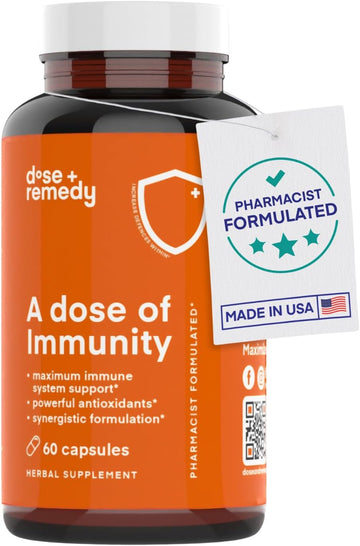 A Dose Of Immunity Quercetin With Vitamin C And Zinc, Vitamin D, 500Mg Quercetin Bromelain With Echinacea & B Vitamins, Lung Immune Support Supplement 7 In 1 Immune Defense Immunity Booster 180 Count