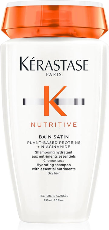 Kérastase Nutritive, Gentle Hydrating Shampoo For Dry Hair, Nourishing Protein Formula With Niacinamide, Moisturises, Softens And Restores Shine, Bain Satin, 250 Ml