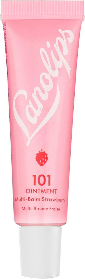Lanolips 101 Ointment Multipurpose Superbalm Strawberry - Natural Healing Moisturizer With Lanolin - Restore + Repair Cracked Lips, Cuticles, Elbows + Dry Skin - Fragrance-Free Balm (10G / 0.35Oz)