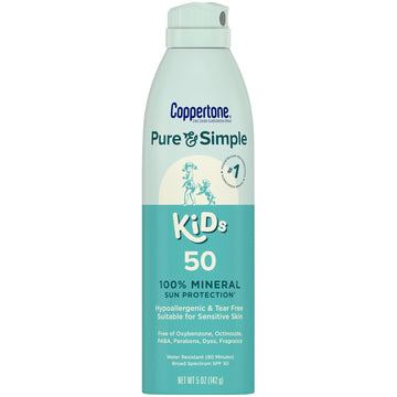 Coppertone Pure And Simple Kids Spray Sunscreen, Spf 50 Broad Spectrum Sunscreen For Kids, 5 Oz