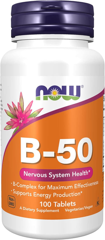 Now Supplements, Vitamin B-50 Mg, Energy Production*, Nervous System Health*, 100 Tablets