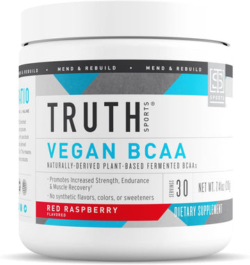 Vegan Bcaa Powder- 2:1:1 Ratio Natural Bcaas Amino Acids Powder For Energy, Muscle Building, Post Workout Recovery Drink For Muscle Recovery (Red Raspberry, 30 Servings)