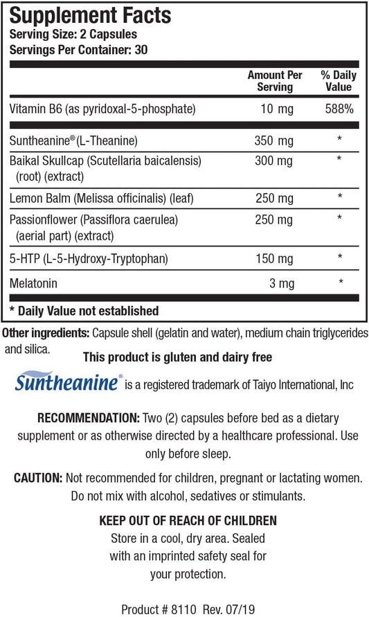 Biotics Research Alpha Thetaultra Pm L Theanine, Passionflower, Lemon Balm, Supports Gaba, Serotonin, Regulates Circadian Rhythms, 60 Capsules