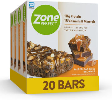 Zoneperfect Protein Bars, 10G Protein, 18 Vitamins & Minerals, Nutritious Snack Bar, Salted Caramel Brownie, 20 Bars