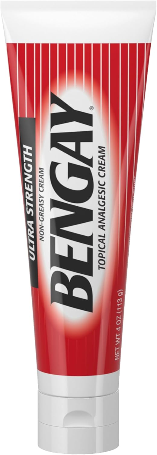 Bengay Ultra Strength Topical Pain Relief Cream, Non-Greasy Topical Analgesic For Minor Arthritis, Muscle, Joint And Back Pain, Camphor, Menthol And Methyl Salicylate, 4 Oz