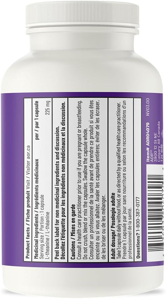 Aor, Zen Theanine, Natural Supplement To Promote Relaxation, Fast-Acting Non-Drowsy Formula, Vegan, 120 Capsules (120 Servings)