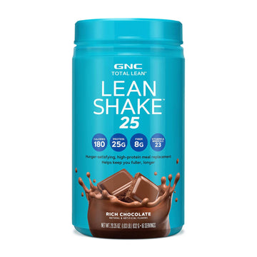 Gnc Lean Shake 25 Meal Replacement Powder, Weight Management, With 25G Protein And High Fiber, Keto, Swiss Chocolate, 16 Servings