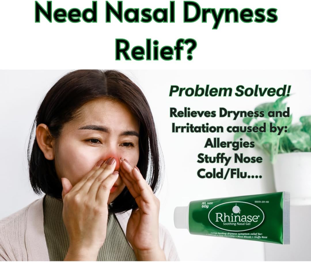 Rhinase Soothing Nasal Gel Xl 60 G For Nasal Dryness From Allergy, Low Humidity, Nose Bleeds, Stuffy Nose… : Health & Household