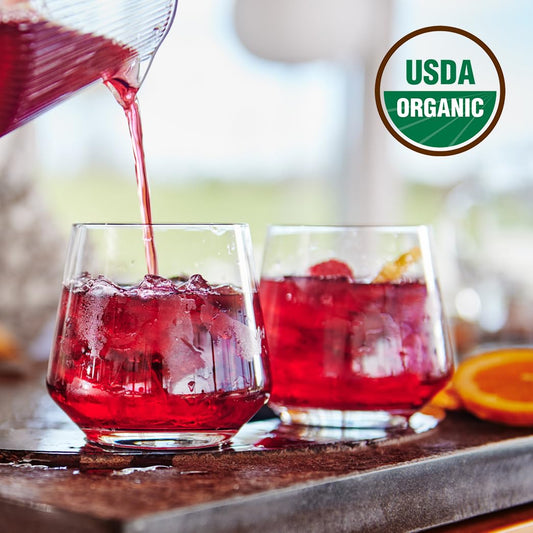 Grace Farms Hibiscus Orange Organic Iced Tea (Twelve 1Qt. Brew Bags, 3 Gallons) | Refreshing, Tart And Vibrant, Naturally Sweet Sugar-Free | Easy Cold Brew