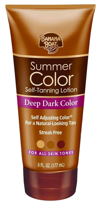 Banana Boat Summer Color Self Tanning Lotion, 6Oz | Deep Dark Color For All Skin Tones, Self Tanner Lotion, Gradual Tanning Lotion, Sunless Tanning Lotion, Banana Boat Self Tanner, 6Oz (Pack Of 3)