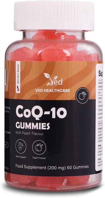 Ved Co Enzyme Q10 Gummies | Support Healthy Heart And Muscles, Promote Cellular Energy, Super Antioxdiant | Vegetarian & Vegan For Men And Women- 60 Chews 30 Days’ Supply