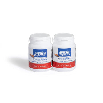 Epic Xylitol Mints - Sugar Free & Aspartame Free Mints Sweetened W/Xylitol For Dry Mouth & Gum Health (Cinnamon, 180-Piece Bottle, 2 Bottles)
